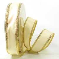 Dekorband Classic 25mm breit / 25m, creme-gold Dekorband Classic 25mm breit / 25m, creme-gold