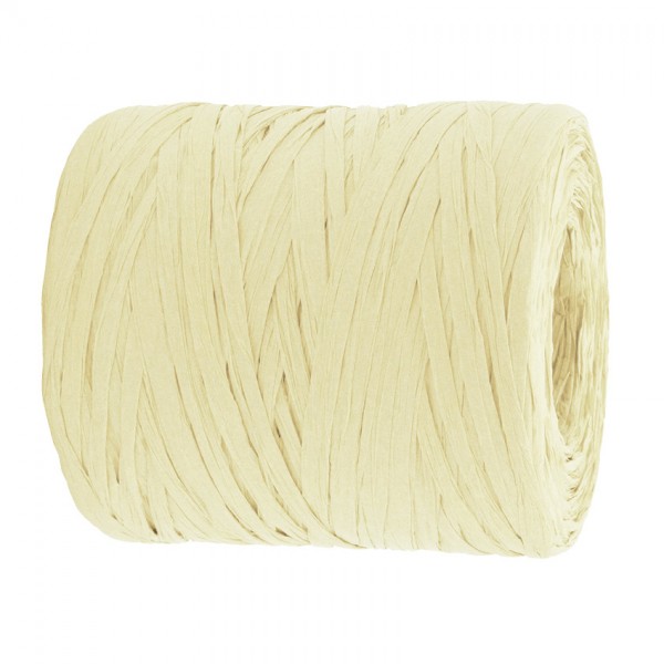 PAPER-Raffia-Bast, creme: 5mm breit / 200m-Rolle