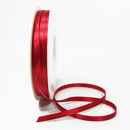 Satinband-SINFINITY, rot: 6mm breit / 50m-Rolle, mit feiner Webkante