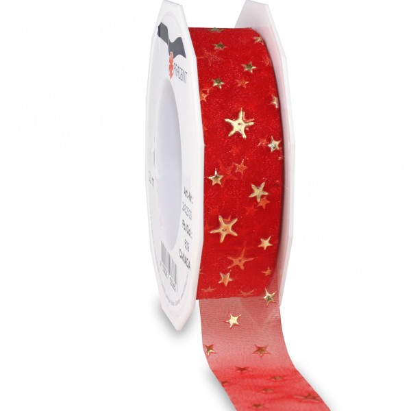 Weihnachtsband-CANADA, rot: 25mm breit / 20m-Rolle