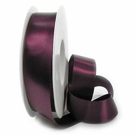 Satinband, 25mm breit / 25m-Rolle, aubergine