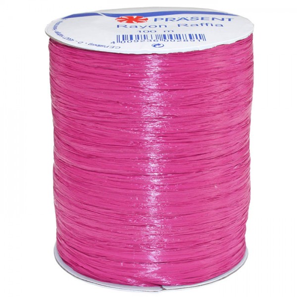 Raffia - RAYON, Bindebast: 5mm breit / 100m-Rolle, pink