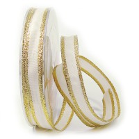 Dekorband-CLASSIC: 15mm breit / 25m-Rolle, weiss-gold Dekorband-CLASSIC: 15mm breit / 25m-Rolle, weiss-gold