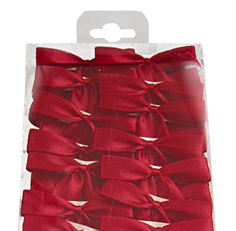 2-Flügel Fertigschleifen: rot = 50 Stück - mit Selbstklebe-Etikett