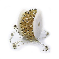 Dekoperlen, gold-metallic - 8mm breit / 10m-Rolle Dekoperlen, gold-metallic - 8mm breit / 10m-Rolle