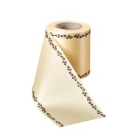 Kranzband SUPER-Satin-Sekt-Efeurand, schwarz: 25m-Rolle Kranzband SUPER-Satin-Sekt-Efeurand, schwarz: 25m-Rolle