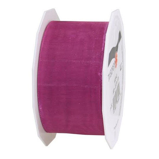 Organzaband-Sheer: 40mm breit / 25m-Rolle, fuchsia.