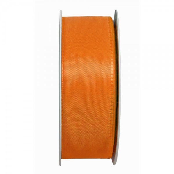 Taftband, orange: 40mm breit / 50m-Rolle, mit feiner Webkante.