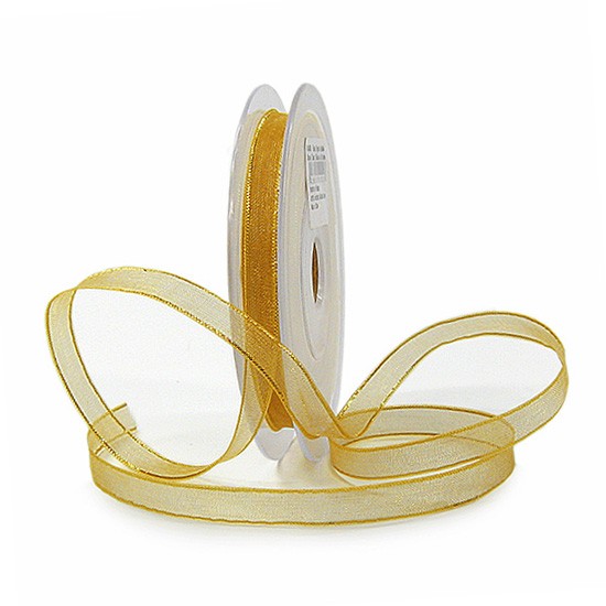 Organzaband: 7mm breit / 20m-Rolle, gold