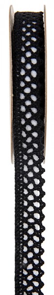 Häkelspitze-selbstklebend: 15mm breit / 3m-Rolle, schwarz