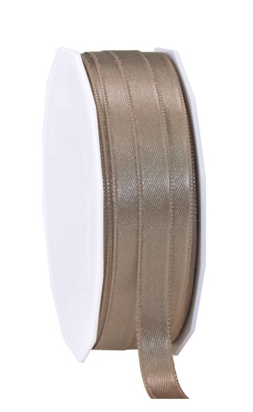 Satinband-PRÄSENT, taupe: 10mm breit / 25m-Rolle, mit feiner Webkante.