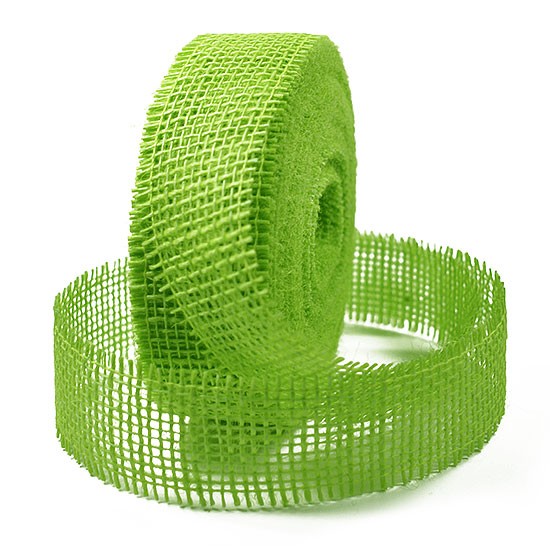 Juteband-Rupfenband, apfelgrün: 40mm breit / 25m-Rolle