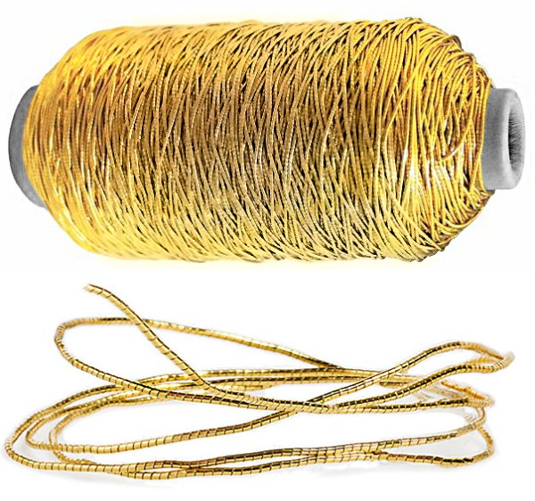 Elastische Kordel, gold: ca. 1mm Ø breit / 250m-Rolle