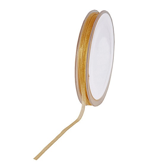 Organzaband: 3mm breit / 50m-Rolle, hellgelb