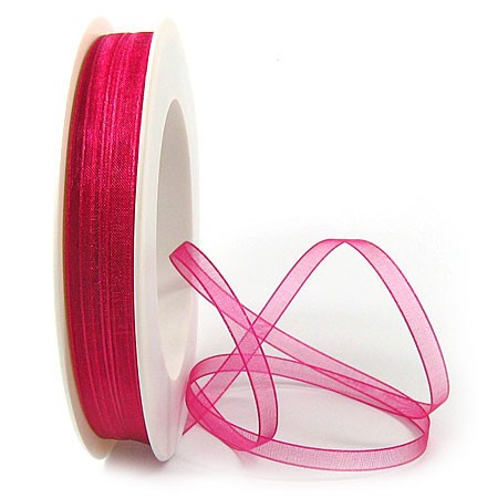 Organzaband: 5mm breit / 50m-Rolle, pink-rot