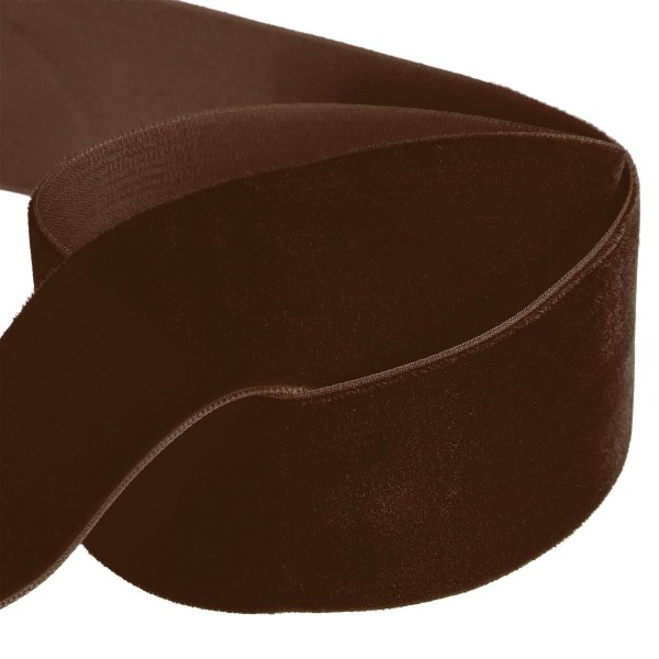 Samtband-VELVET, dunkelbraun: 10mm breit / 20m-Rolle