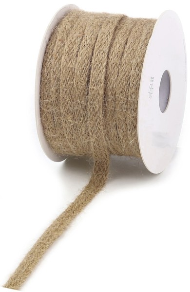 Jute-Flechtband, Natur: 10mm breit / 25m-Rolle