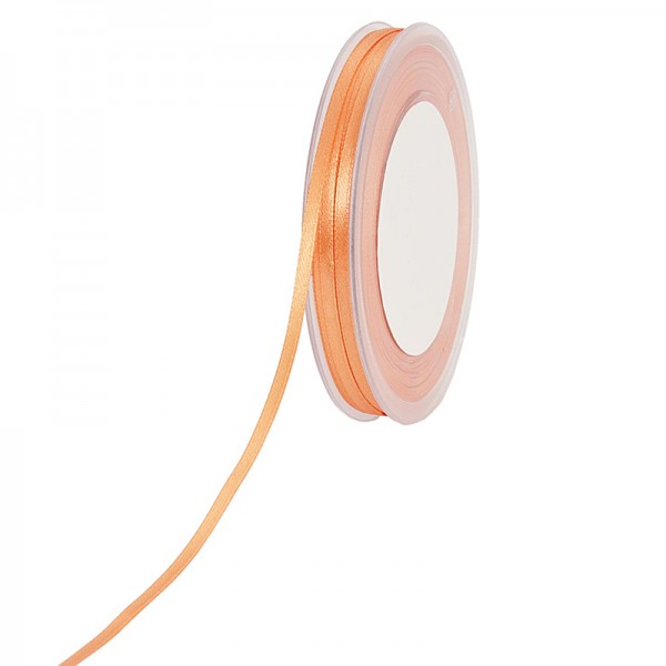 Satinband SIMPEL, hellorange: 3 mm breit / 50 Meter, mit einfacher schlichter Webkante.