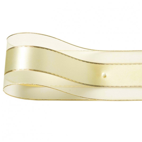 Dekorband-SHINY, creme-gold: 38mm breit / 25m-Rolle