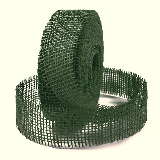 Juteband-Rupfenband: 40mm breit / 20m-Rollen, olivgrün