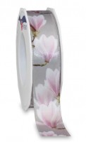 Dekorband MAGNOLIE: 25mm breit/ 20m-Rolle, taupe 105. Dekorband MAGNOLIE: 25mm breit/ 20m-Rolle, taupe 105.