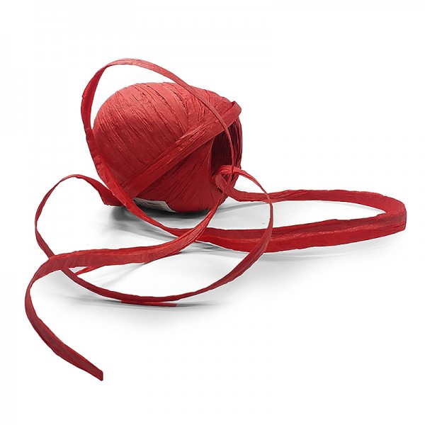 PAPER-Raffia-Bast, rot: 5mm breit / 50m-Rolle