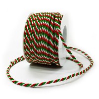 Italien-NRW-Kordel: 4mm breit / 25m-Rolle, grün-weiß-rot Italien-NRW-Kordel: 4mm breit / 25m-Rolle, grün-weiß-rot