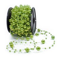 Dekoperlen, lindgrün - 8mm breit / 10m-Rolle Dekoperlen, lindgrün - 8mm breit / 10m-Rolle