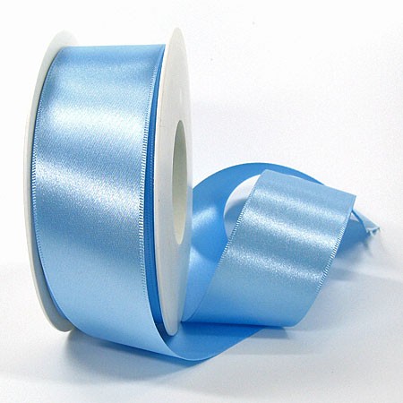 Satinband SINFINITY, hellblau: 50mm breit / 25m-Rolle, mit feiner Webkante.