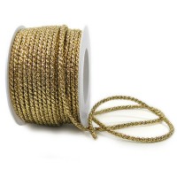 Lurex-Kordel: 4mm breit / 25m-Rolle, gold Lurex-Kordel: 4mm breit / 25m-Rolle, gold