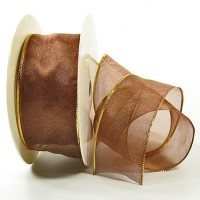 Organzaband-Magic: Lindgrün-Gold, 25m-Rolle - 40mm breit Organzaband-Magic: Lindgrün-Gold, 25m-Rolle - 40mm breit