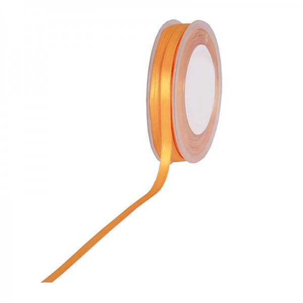 Satinband SIMPEL, hellorange: 6 mm breit / 50 Meter, mit einfacher schlichter Webkante.