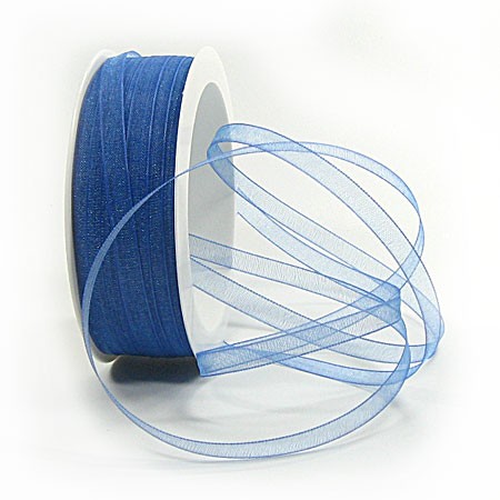 Organzaband: 5mm breit / 50m-Rolle, royalblau