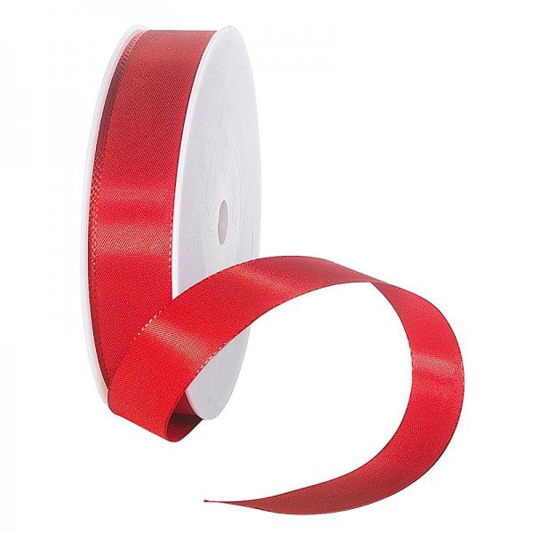 Taftband, rot: 25mm breit / 50m-Rolle, mit feiner Webkante.