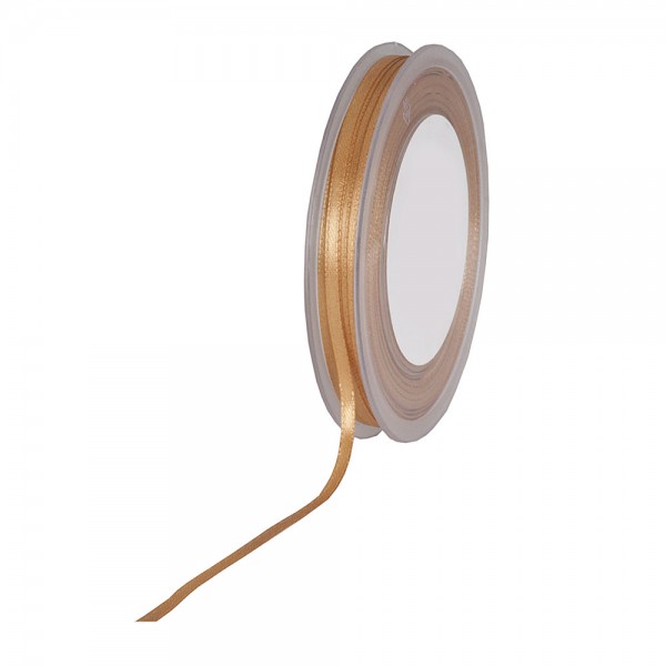 Satinband SIMPEL, gold: 3 mm breit / 50 Meter, mit einfacher schlichter Webkante.