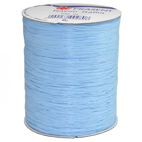 Raffia - RAYON, Bindebast: 10mm breit / 100m-Rolle, hellblau