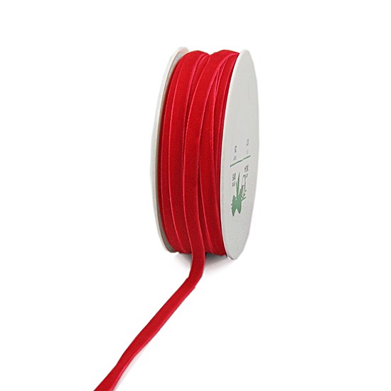 Samtband: 5mm breit / 25m-Rolle, rot.