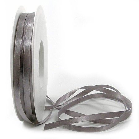 Satinband SINFINITY, silber-grau: 6mm breit / 50m-Rolle, mit feiner Webkante.