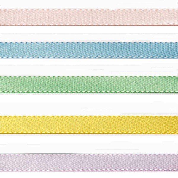 Satinband-Set in Pastelltönen: 5 Farben je 3m-Länge