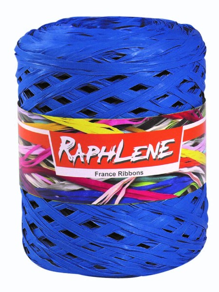 RAPHLENE-RAFFIA-Bast, königsblau-azur: 10mm breit / 200m-Rolle