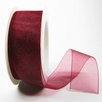 Organzaband: 38mm breit / 25m-Rolle, weinrot Organzaband: 38mm breit / 25m-Rolle, weinrot