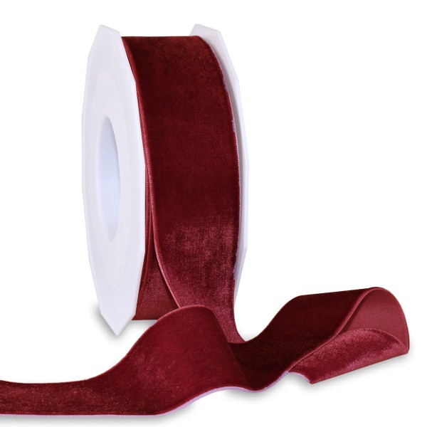 Samtband, weinrot: 40mm x 10 Meter, mit feiner Webkante