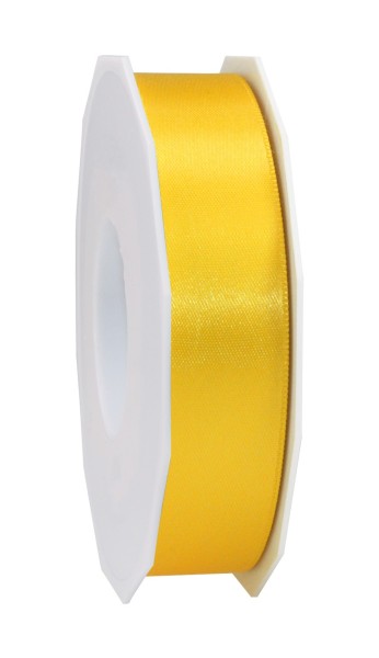 Satinband-PRÄSENT, gelb: 25mm breit / 25m-Rolle, mit feiner Webkante.