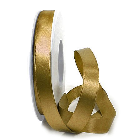 Satinband SINFINITY, gold: 15mm breit / 25m-Rolle, mit feiner Webkante.