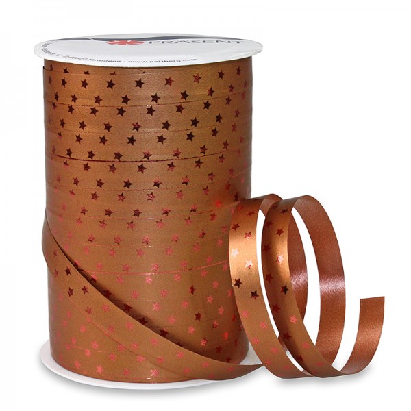 Poly-Ringelband GLOSSY-STAR: 10mm breit / 100m-Rolle, kupfer-rot.