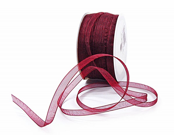Organzaband: 3mm breit / 50m-Rolle, weinrot