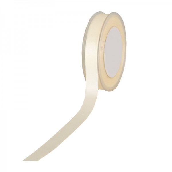 Satinband SIMPEL, creme: 15 mm breit / 25 Meter, mit einfacher schlichter Webkante.