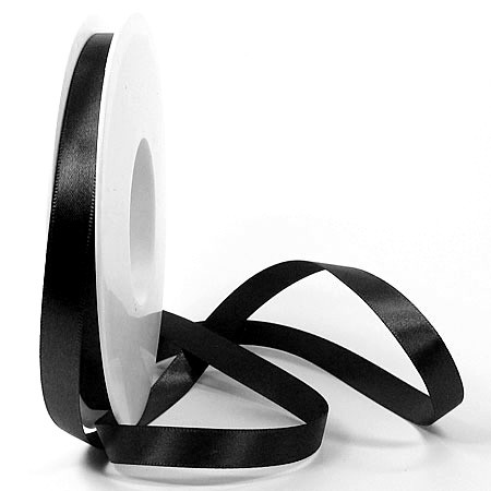 Satinband SATINA, schwarz: 10 mm breit, 50 Meter