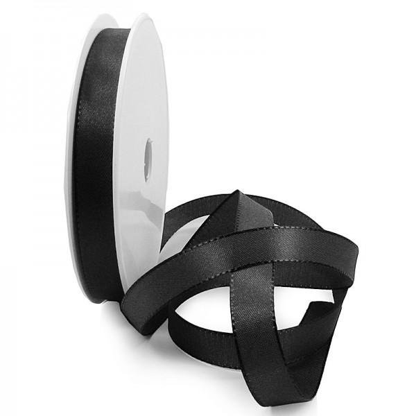 Taftband: 15mm breit / 50m-Rolle, schwarz.