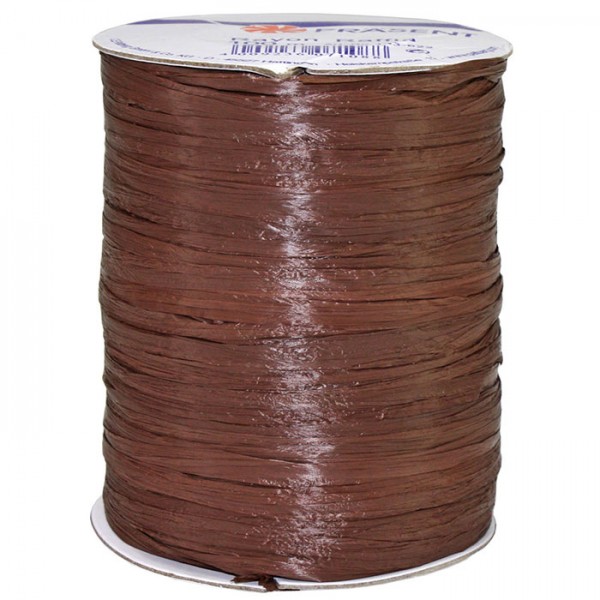 Raffia - RAYON, Bindebast: 10mm breit / 100m-Rolle, dunkelbraun